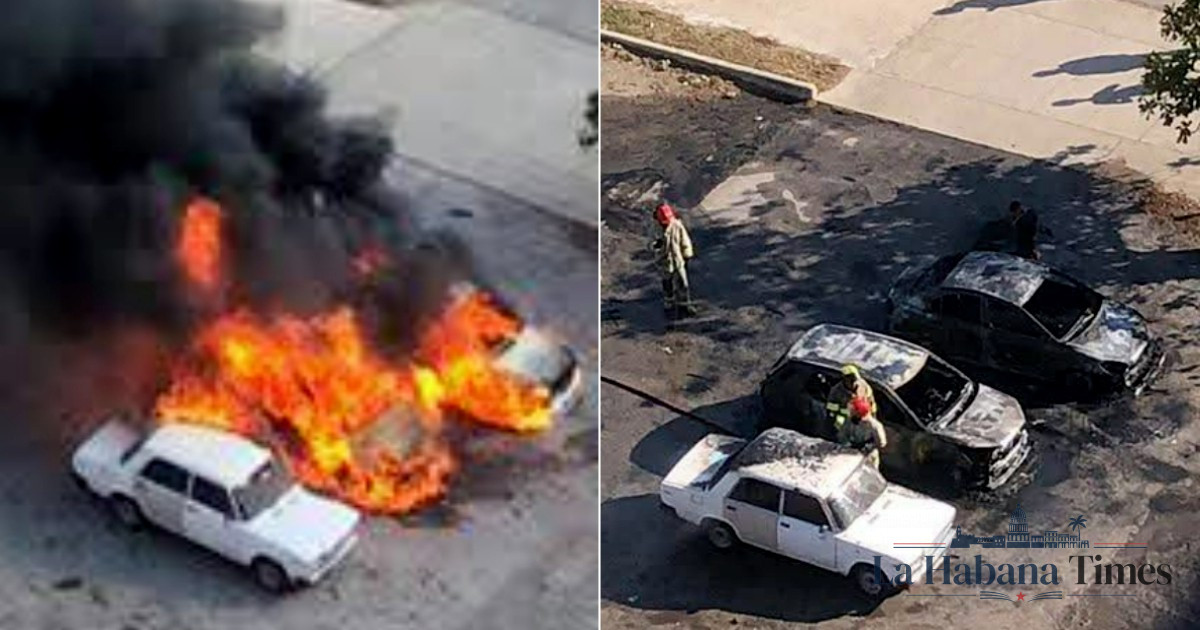 Dos autos calcinados en el Vedado: el incendio que volvió a encender las alarmas