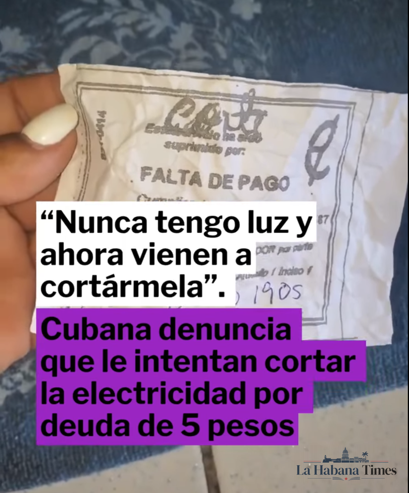 “Nunca tengo luz y ahora vienen a cortármela”: cubana denuncia intento de corte eléctrico por deuda de 5 pesos