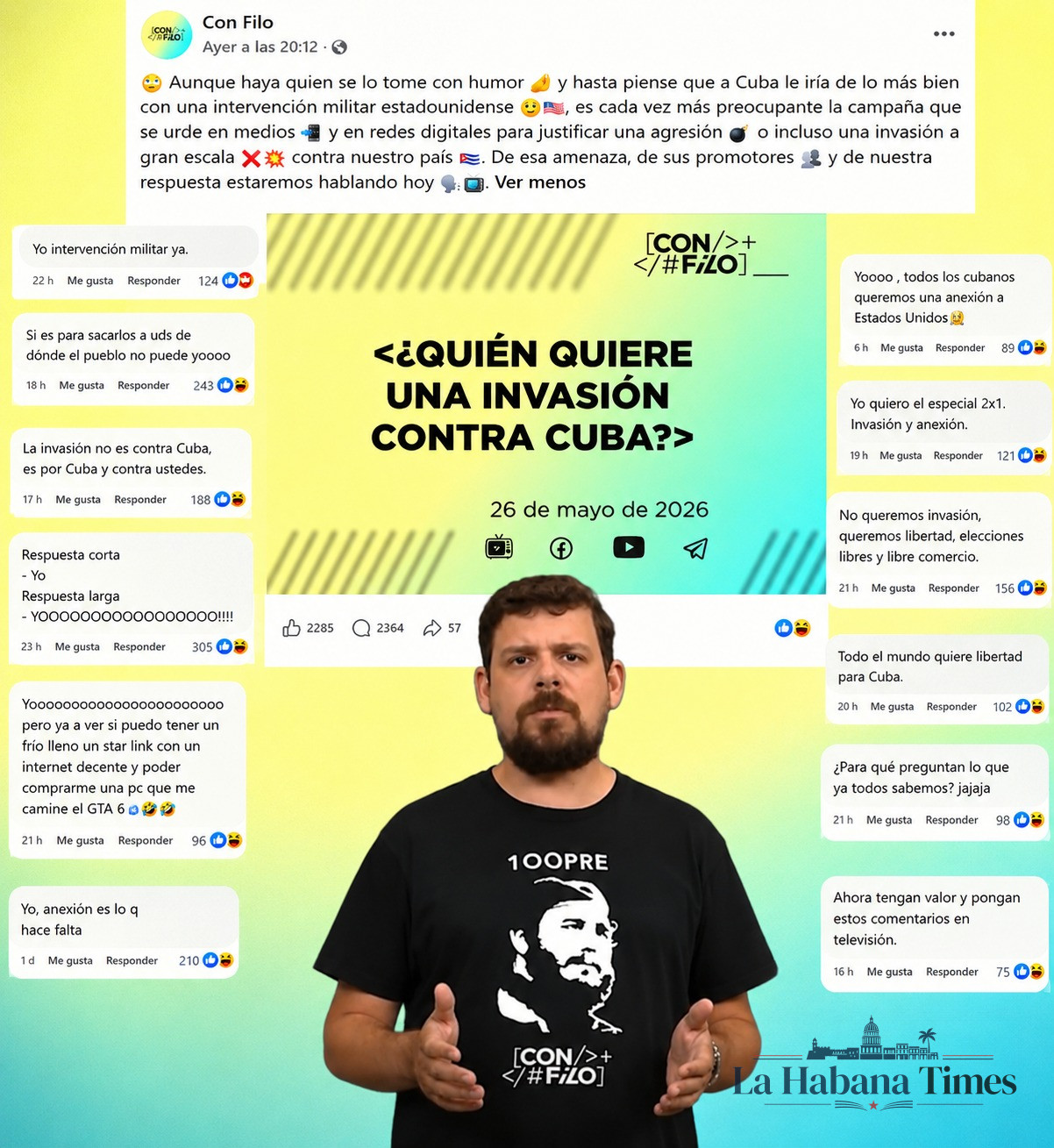 A Con Filo se le fue de control la pregunta sobre una invasión: cubanos respondieron con hartazgo contra el régimen