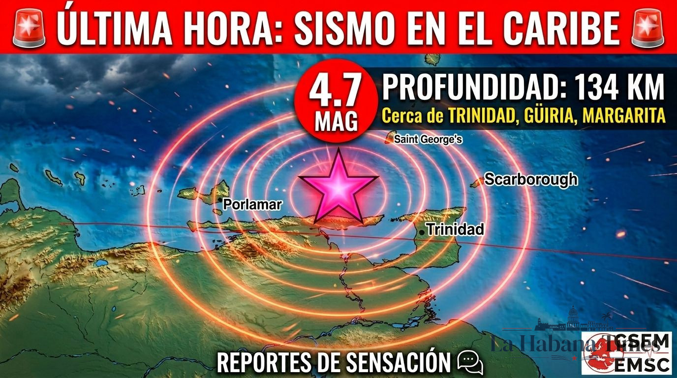 Reportan sismo de magnitud 4.7 en el Caribe oriental, cerca de Sucre y Trinidad