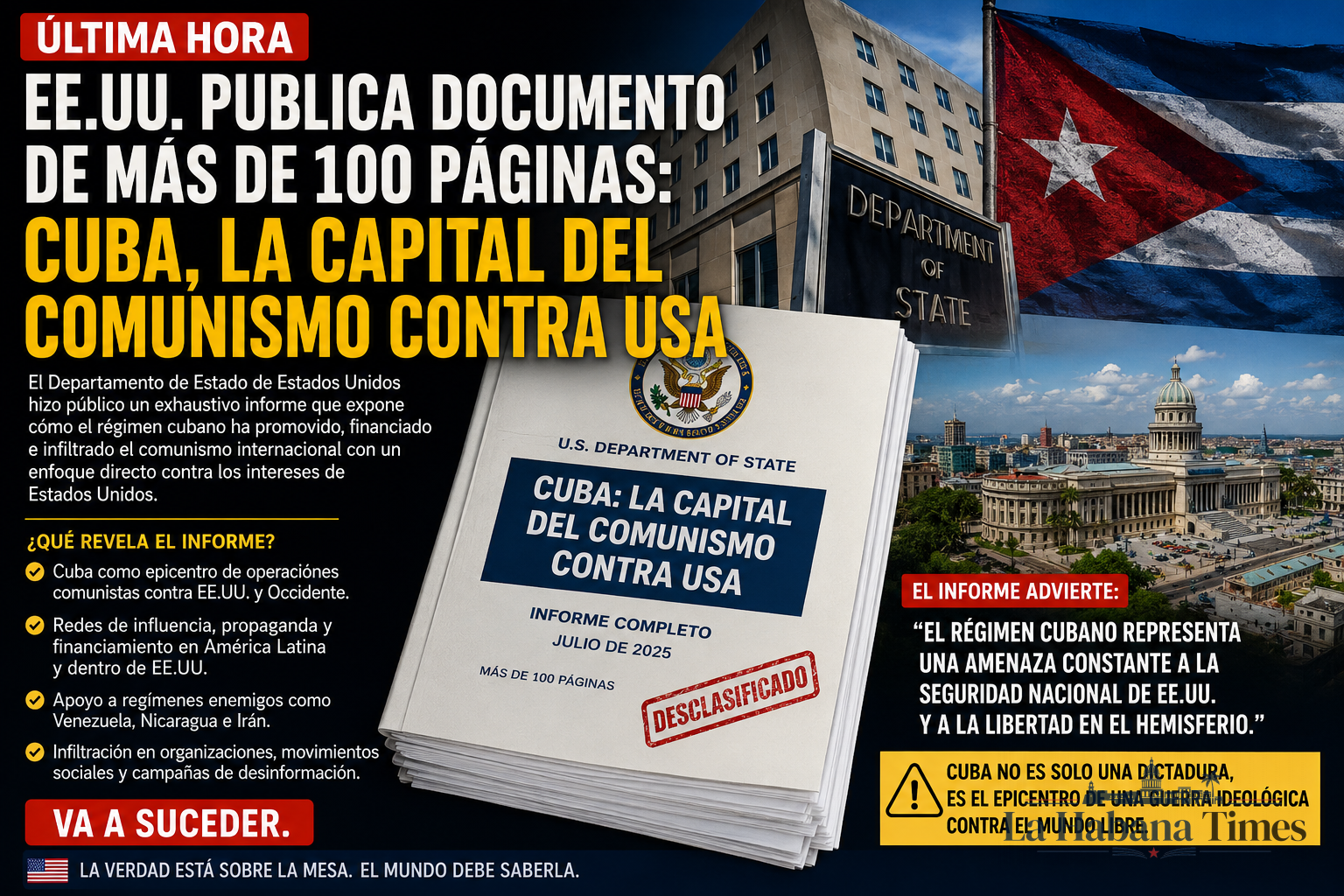 ESTADOS UNIDOS DECLARA A CUBA “LA CAPITAL DEL COMUNISMO DEL SIGLO XXI” EN CONTUNDENTE INFORME